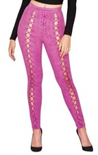 House of CB sophina Faux Suede lace up pink pants size M Y2K Festival Boho Sexy