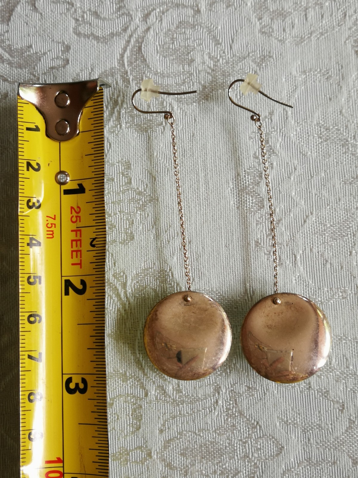 Tiffany & Co Sterling Silver 925 Elsa Peretti Disc Dangle Statement Earrings