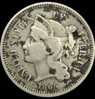 1865 Three Cent Nickel — photo from another recent sale