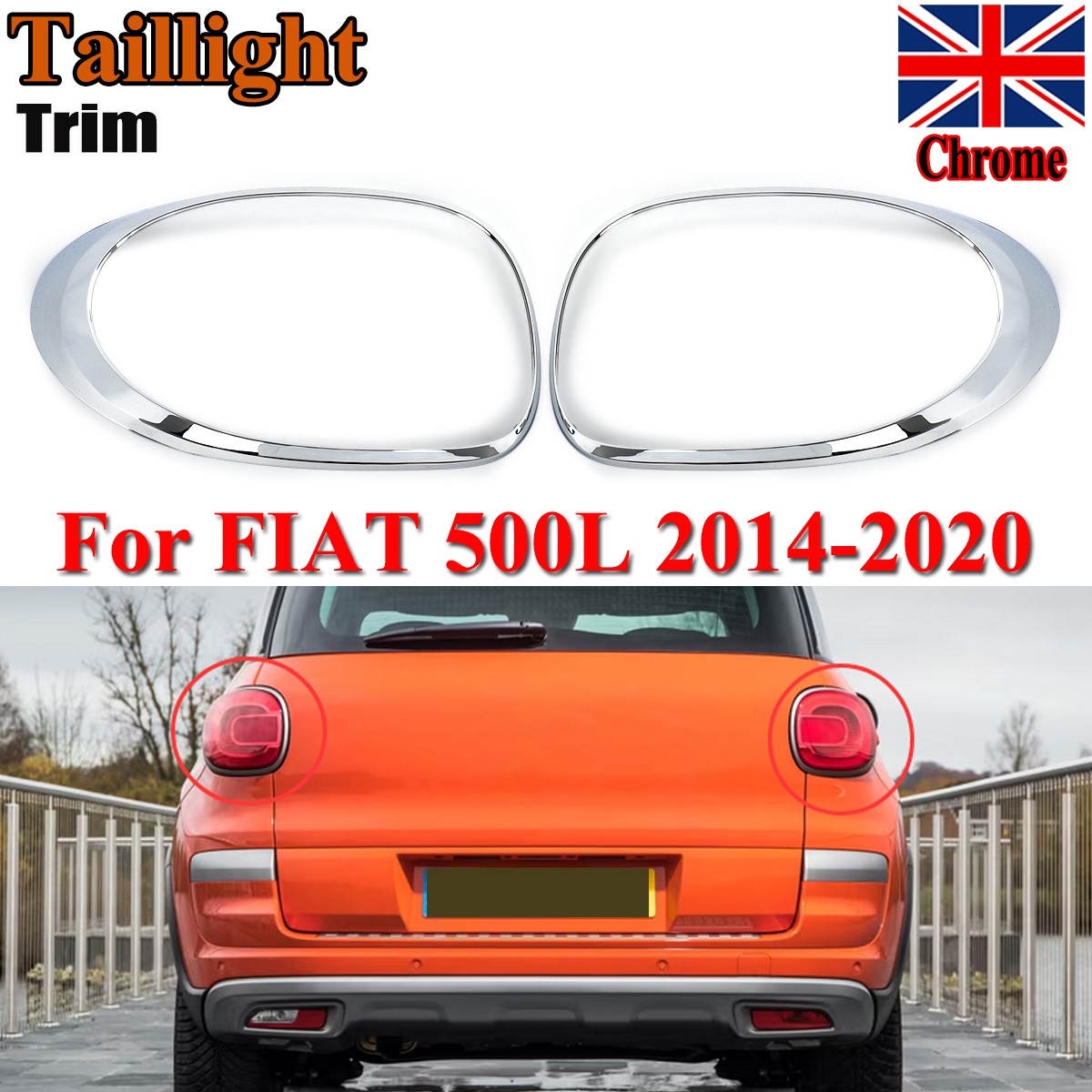 2X For 2014-2020 Fiat 500L Chrome Taillight Lamp Trim Ring 68235995AA 68235996AA
