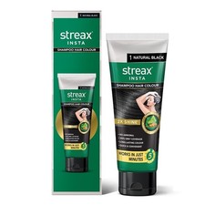 Streax Insta Shampoo Squeeze Pack Hair Colour For Unisex,Natural Black 200 ml