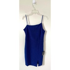 Lulus Cobalt Blue Sparkly Formal Asymmetrical Bodycon Mini Dress Size Medium NEW