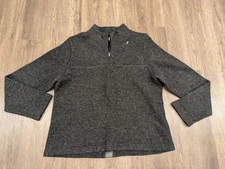 IBEX 100% Merino Wool 1/2 Zip Pullover Sweater Sz XL Gray Pocket Long-Sleeve
