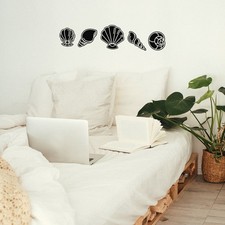5 Pieces of Seashell Set - Black 8" x 8" Wall Art Decal Vinyl Sticker