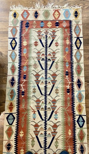 Traditional Tribal Wool Kilim Flatweave Oriental Runner / Rug 31 " x 172" - Picture 6 of 19