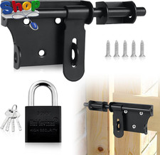 Gate Latch Bolt Lock, Stainless Steel Gate Door Bolt with 4 Keys Padlock Heavy D