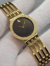 MOVADO ESPERANZA LADIES 52 DIAMOND GOLD TONE BLACK DIAL SRP 2995