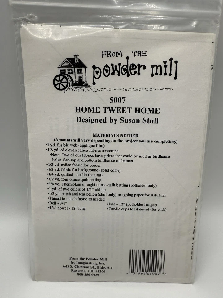 Vtg Rare HOME TWEET HOME 1997 Quilt Applique pattern From the Powder Mill - Image 2 of 2