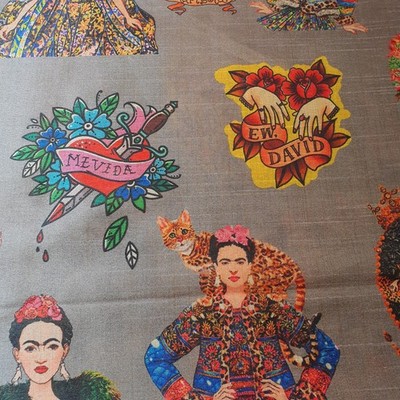 Frida Kahlo Polyester Mango Seide Material Kleid Kostüm Stoff 44'' Meterware
