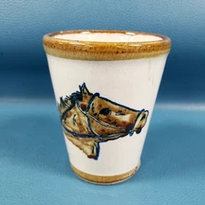 VTG 4.25" Louisville Stoneware Pottery Vase Pen Holder Pot Kentucky Derby Horse