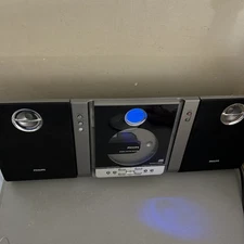 Philips MC235B CD Player Wall Bookshelf Speakers Black Parts Or Repair-See Notes