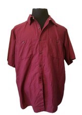 Red Kap Work Shirt Solid Red 2 Pocket Men's Industrial Uniform Short Sleeve