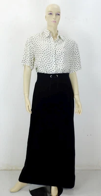 langer schwarzer ROCK samtrock mit strass 70er jahre maxi-rock gr. L (40/42) - Bild 1 von 4