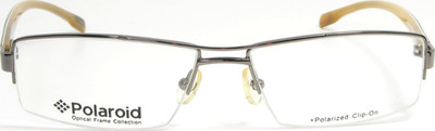 Polaroid 2820B Gunmetal /Black Half Rim Metal Eyeglasses Glasses Frame 56-15-140