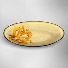 Pier 1 Kioko Hand Painted Stoneware Oval Platter Floral Sushi Serving Plate