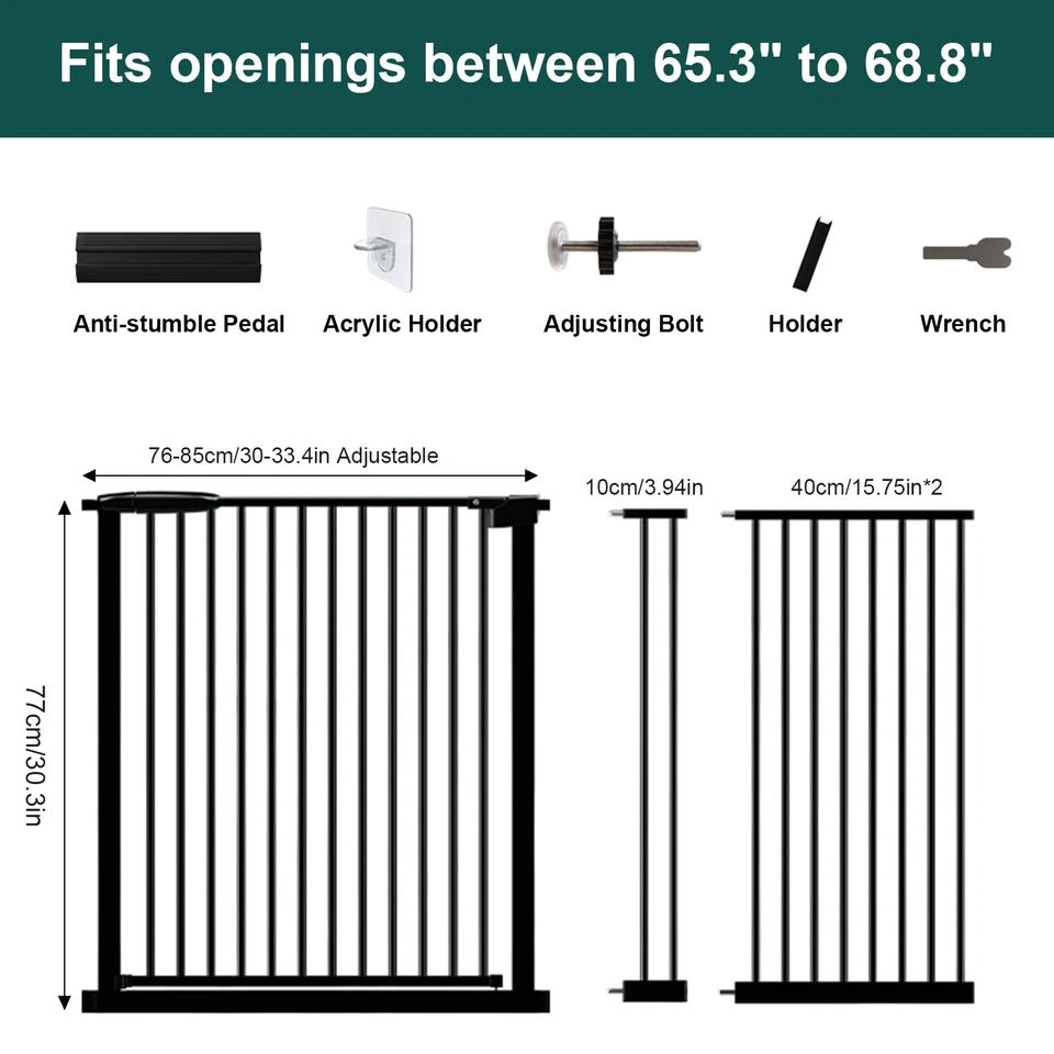 Очень широкие детские ворота с креплением на дверь 30-68 дюймов, детские ворота - Изображение 4 из 4