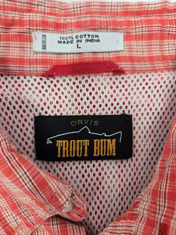 Мужская рубашка Orvis Trout Bum L с вентиляцией жемчуг застежка вестерн родео рыбалка в плаще - Изображение 4 из 4
