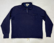 Rugby Ralph Lauren 1/4 Zip Pocket Collared Sweatshirt Men Medium Blue