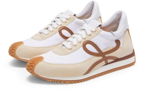 LOEWE Flow Runner 2.0 Chocolate Optic Beige Suede Nylon Sneakers