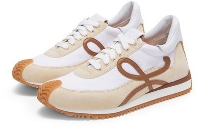 LOEWE Flow Runner 2.0 Chocolate Optic Beige Suede Nylon Sneakers