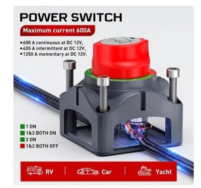 Battery Switch 1-2-Both-Off 12V 24V 48V 600A High Current Heavy Duty for Truck V