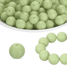 180Pcs Silicone Beads 9mm Round Rubber Focal Beads Bulk, Jasmine Green