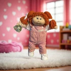 1985 Cabbage Patch Kid, Red Pigtails, Green Eyes, HM1, KT, Pink Overalls