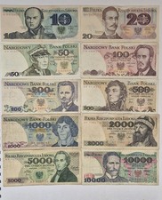 Poland banknotes Set Lot 10 20 50 100 200 500 1000 2000 5000 10000  zlotych 