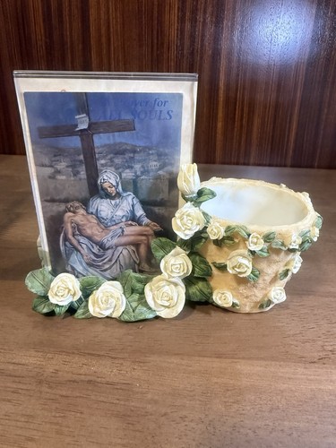 Vintage White Rose Card Holder Planter Berkshire Ivy Gardens 2004