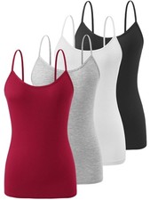 4 Pack Camisole Tops for Women Basic Undershirt Tanks Adjustable Spaghetti St...