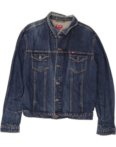 MUSTANG Mens Denim Jacket UK 42 XL Blue Cotton DI20