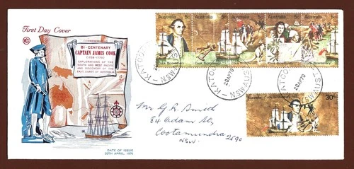 1970 AUSTRALIA " CAPTAIN COOK BI-CENTENARY " ~ WESLEY FDC ~ ADDRESSED