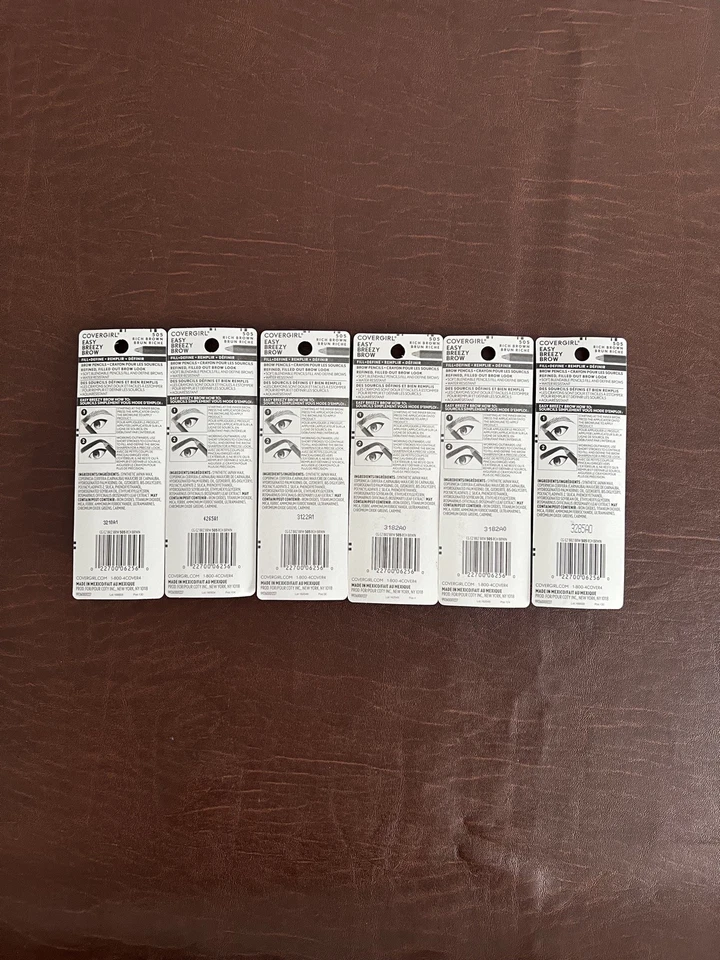 (6) Covergirl Easy Breezy Brow Fill + Define Pencils #505 Rich Brown NEW - Image 2 of 2
