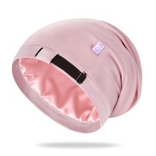 OLESILK Mulberry Silk Bonnet for Sleeping Women, Real Silk, Not Satin Pink