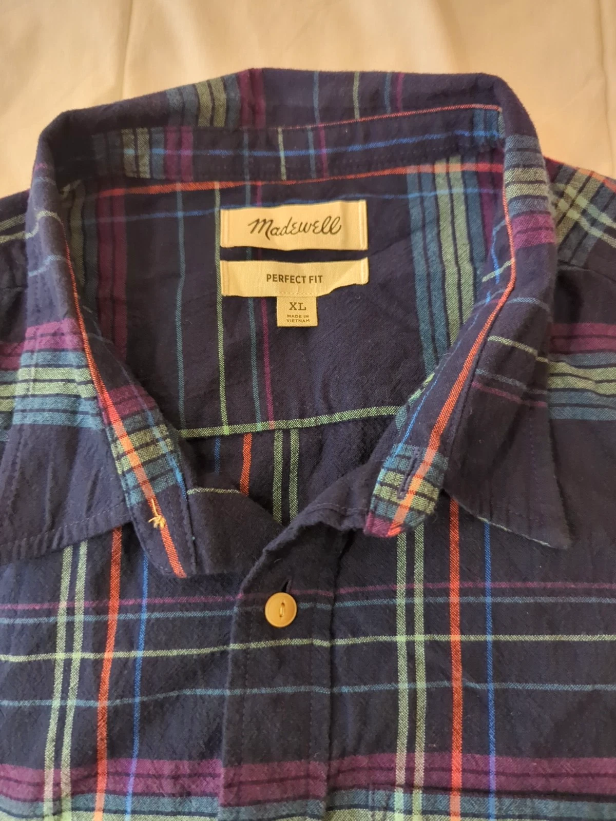 Madewell Perfect Fit Men's Cotton Check Flannel Long Sleeves Shirt XL