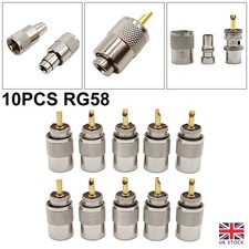 Pack of 10 x PL259 Male Plugs Connectors Set for 6mm Cable (e.g. RG58 / COAX)