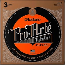 D'Addario EJ43 Pro-Arte Nylon Classical Guitar Strings - Light Tension 3 Sets