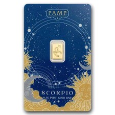 Zodiacs Scorpio 1/2 Gram Gold Bar in Assay Card  PAMP Suisse