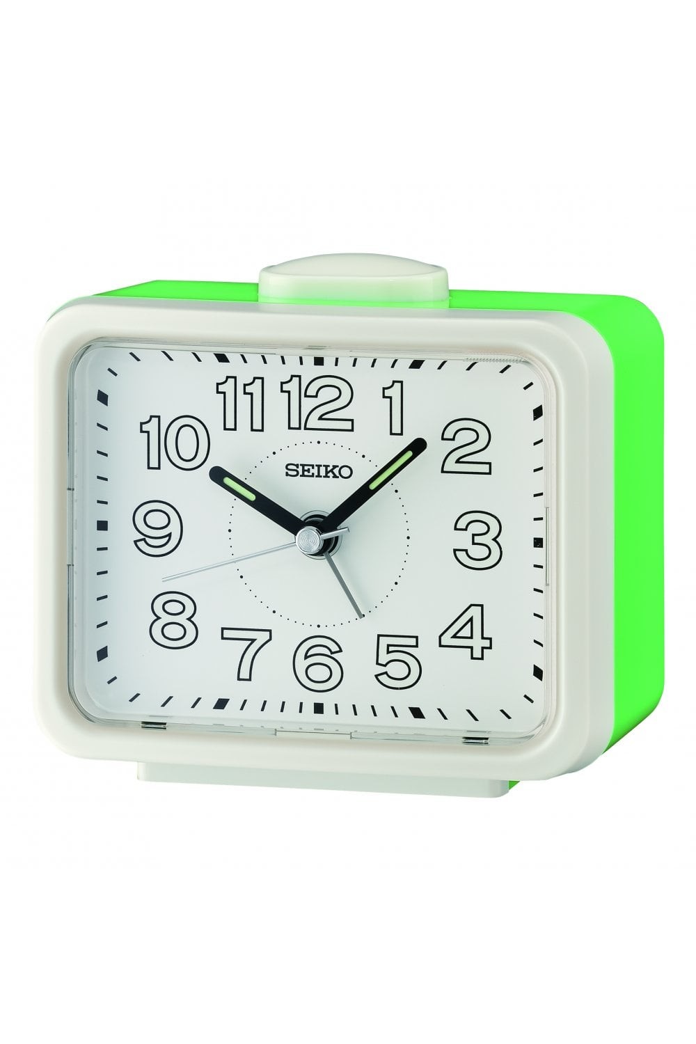 Seiko Green Bedside Bell Alarm Clock with Light 11cm QHK061W