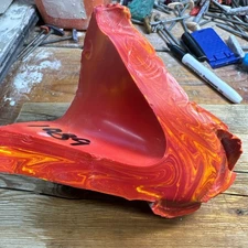 Beautiful Bright Red Rosarita Rough Red With Yellow Stripes 1089 grams 