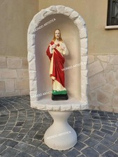 CUPOLA NICCHIA GROTTA CON STATUA CUORE GESù CON BASE DA ESTERNO IN CEMENTO 95 CM