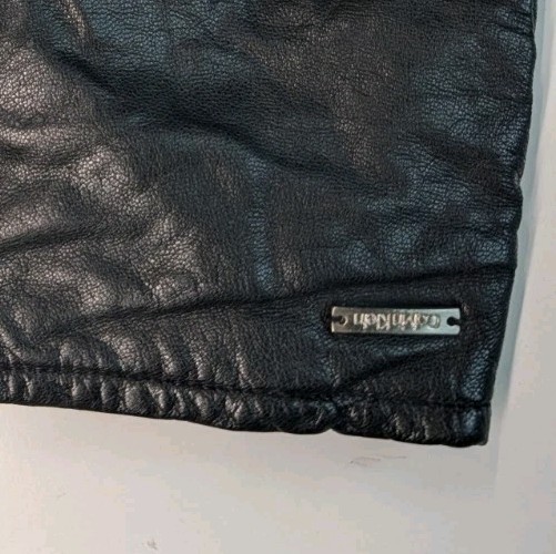 Calvin Klein Mens Black Leather Gloves Size Large Knit Lined Winter Lux Rare EUC thumbnail 2