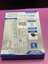 CyberPower P806U Surge Protector 8 Outlets USB 2.1A 2700J 6FT Cord NEW