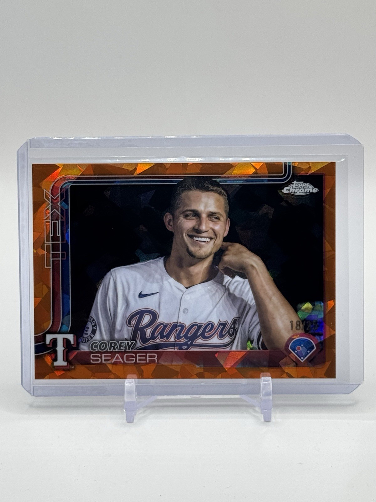 2025 Topps Chrome Sapphire Corey Seager Image Variation Orange /25 Rangers