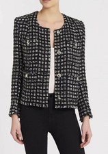 IRO FRANCE METALLIC TETYS JACKET BLACK WHITE SZ 34 MSRP 849