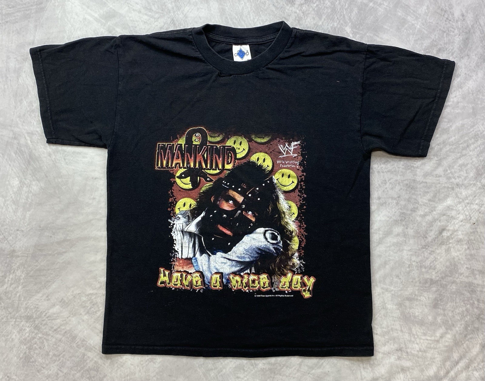 Vintage 1999 WWF WWE Mankind Have A Nice Day Shirt YOUTH Size XL