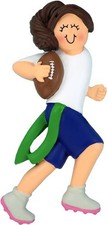 Flag Football Female Brown Personalized Christmas Ornament