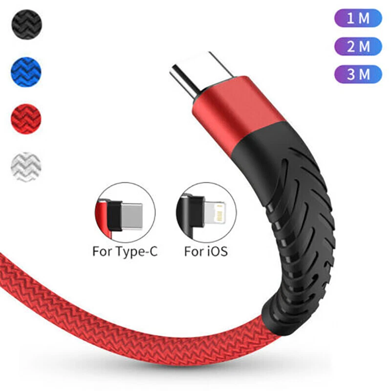 Fast Charge USB Charger Cord & Data Sync Cable For iPhone Type C USB C 3/6/10FT - Image 2 of 4