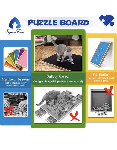 Tavola puzzle con cassetti e coperchio Vigor Fun - Foto 5 di 13