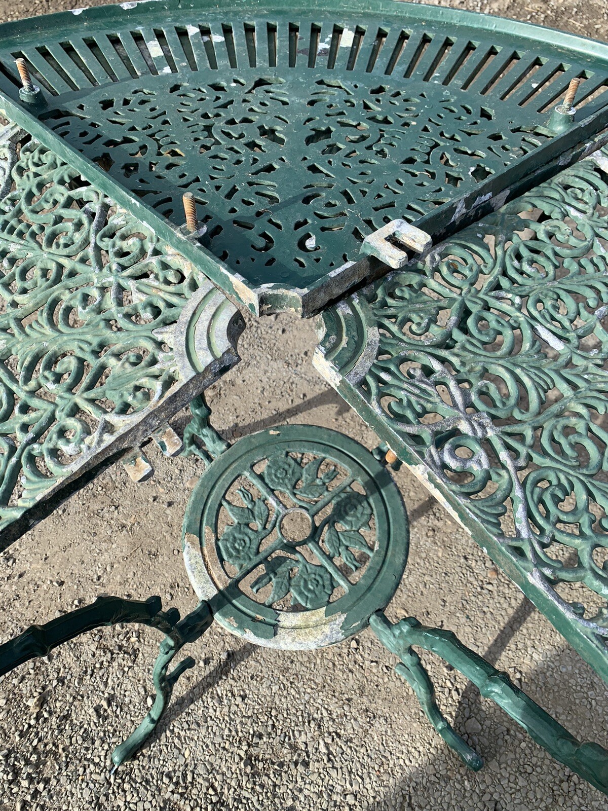 Vintage Heavy Cast Aluminium Garden Table eBay